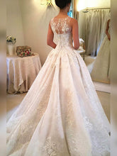 Elegant Ball Gown Lace Court Train Wedding Dress with Flower(s)